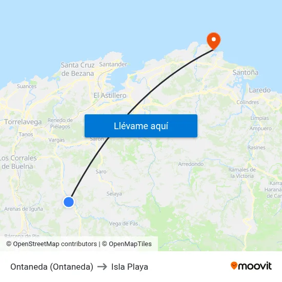 Ontaneda (Ontaneda) to Isla Playa map