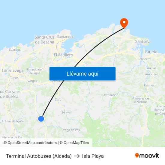 Terminal Autobuses (Alceda) to Isla Playa map