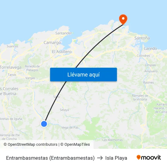 Entrambasmestas (Entrambasmestas) to Isla Playa map