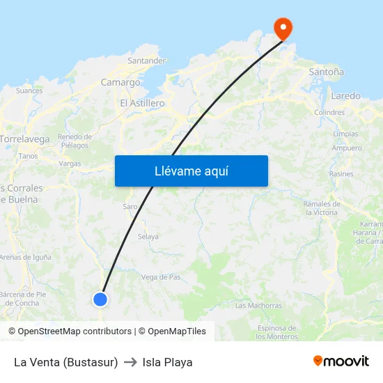 La Venta (Bustasur) to Isla Playa map