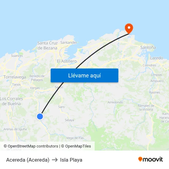 Acereda (Acereda) to Isla Playa map
