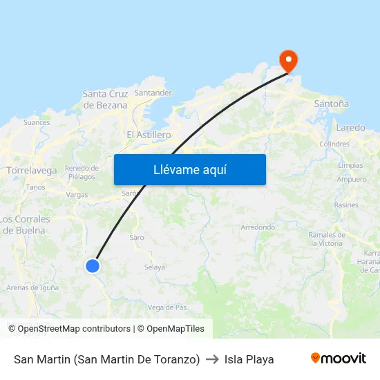 San Martin (San Martin De Toranzo) to Isla Playa map
