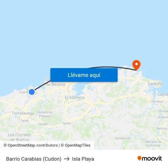 Barrio Carabias (Cudon) to Isla Playa map