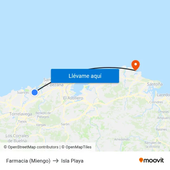 Farmacia (Miengo) to Isla Playa map