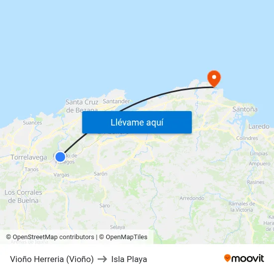 Vioño Herreria (Vioño) to Isla Playa map