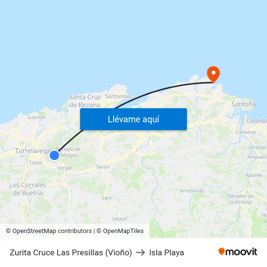 Zurita Cruce Las Presillas (Vioño) to Isla Playa map