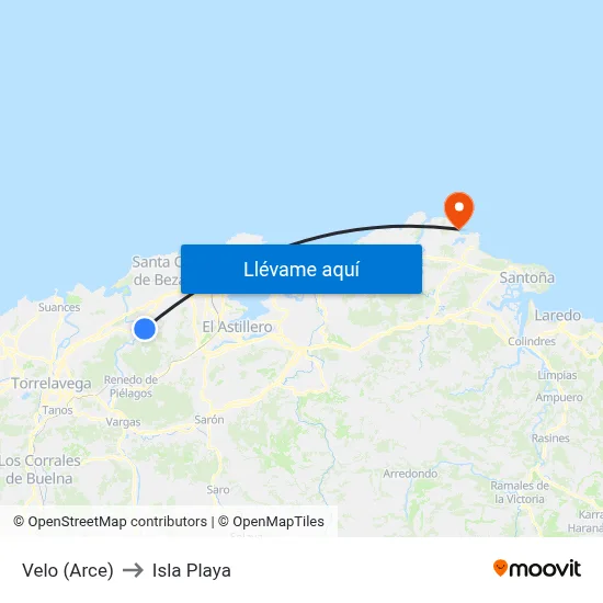 Velo (Arce) to Isla Playa map