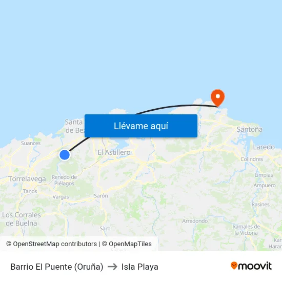 Barrio El Puente (Oruña) to Isla Playa map