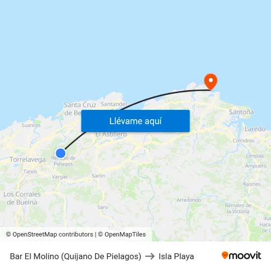 Bar El Molino (Quijano De Pielagos) to Isla Playa map