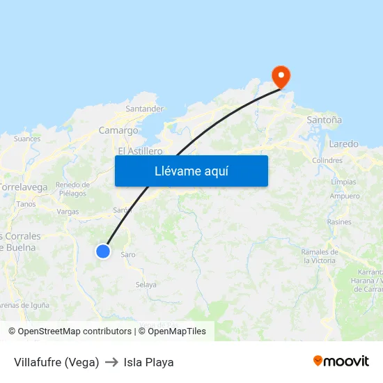 Villafufre (Vega) to Isla Playa map