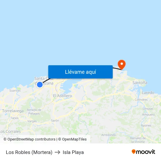 Los Robles (Mortera) to Isla Playa map
