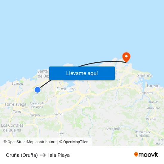 Oruña (Oruña) to Isla Playa map