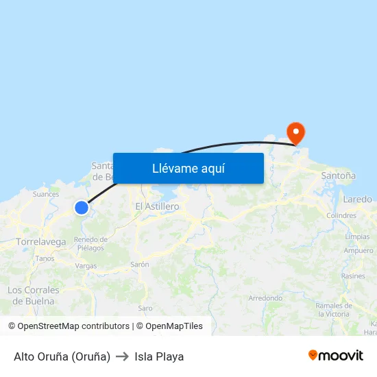 Alto Oruña (Oruña) to Isla Playa map
