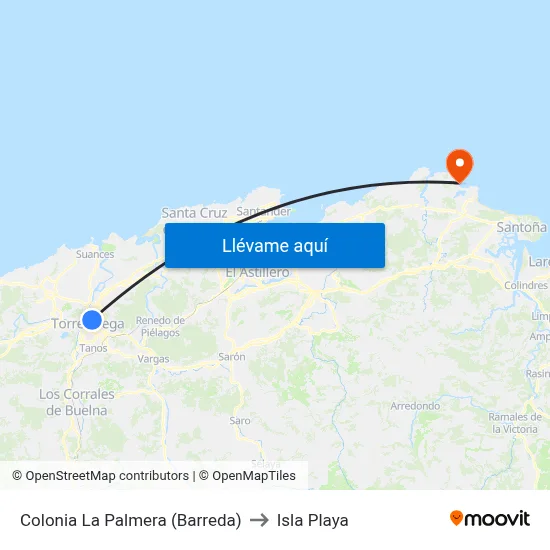 Colonia La Palmera (Barreda) to Isla Playa map