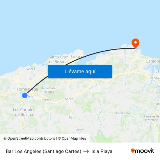 Bar Los Angeles (Santiago Cartes) to Isla Playa map