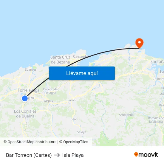 Bar Torreon (Cartes) to Isla Playa map