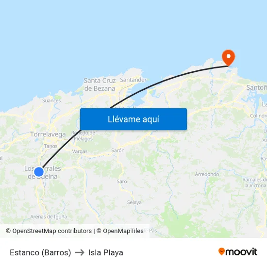 Estanco (Barros) to Isla Playa map