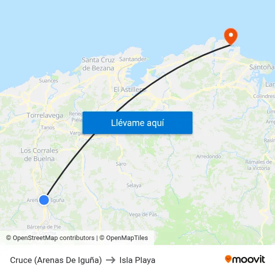 Cruce (Arenas De Iguña) to Isla Playa map