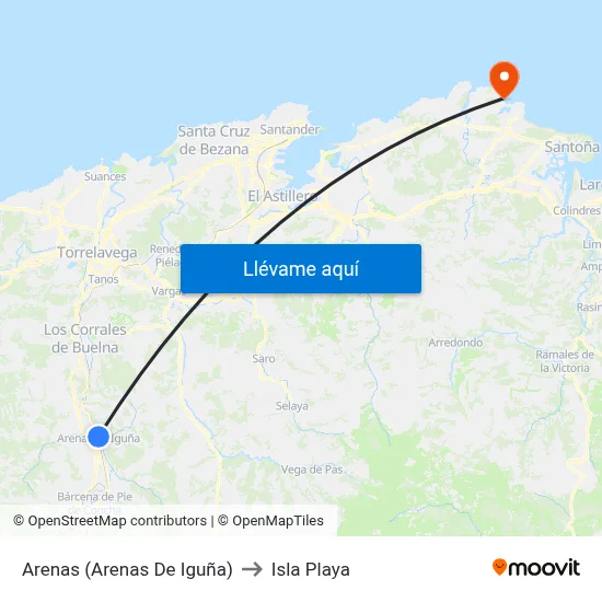 Arenas (Arenas De Iguña) to Isla Playa map