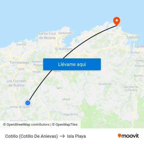 Cotillo (Cotillo De Anievas) to Isla Playa map