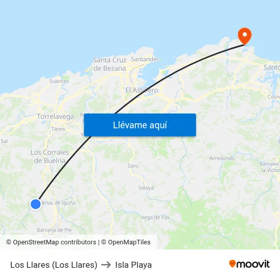 Los Llares (Los Llares) to Isla Playa map