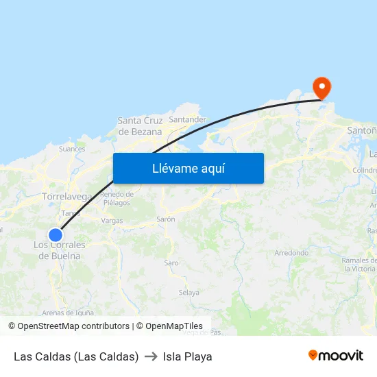 Las Caldas (Las Caldas) to Isla Playa map