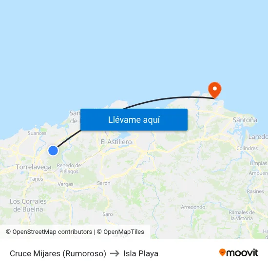 Cruce Mijares (Rumoroso) to Isla Playa map