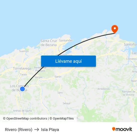 Rivero (Rivero) to Isla Playa map
