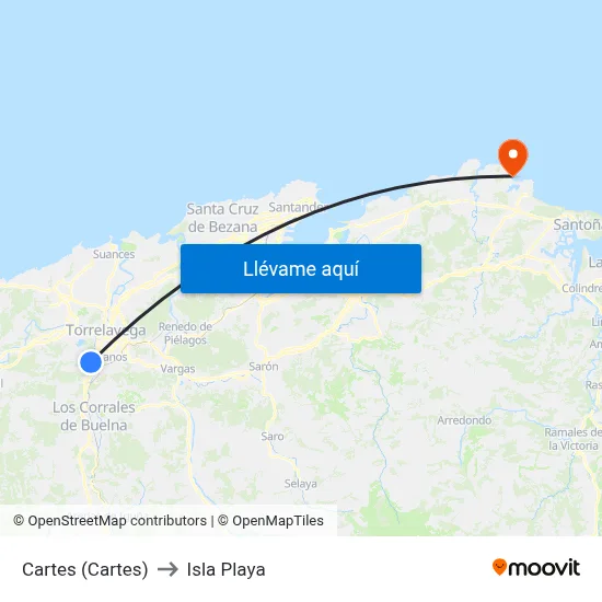 Cartes (Cartes) to Isla Playa map