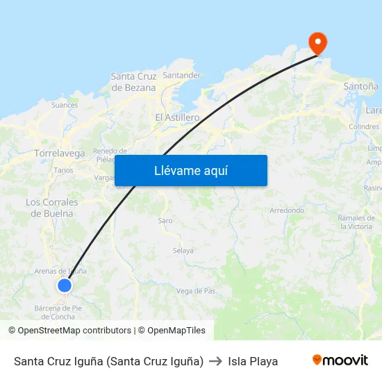 Santa Cruz Iguña (Santa Cruz Iguña) to Isla Playa map