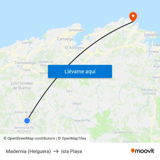 Madernia (Helguera) to Isla Playa map