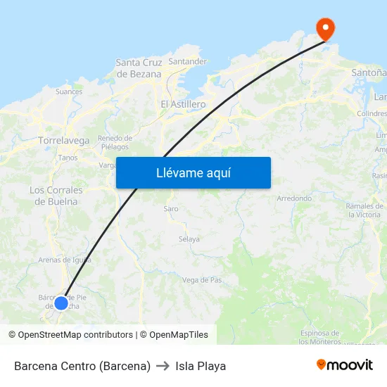 Barcena Centro (Barcena) to Isla Playa map