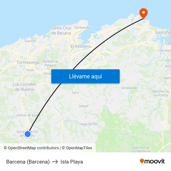 Barcena (Barcena) to Isla Playa map
