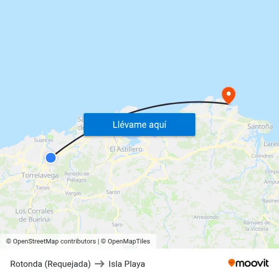 Rotonda (Requejada) to Isla Playa map
