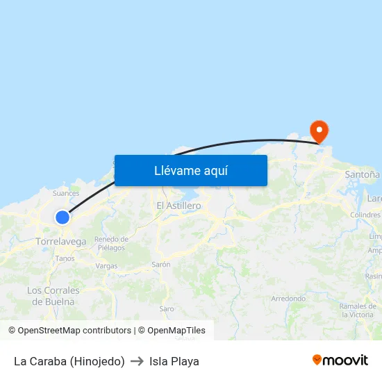 La Caraba (Hinojedo) to Isla Playa map