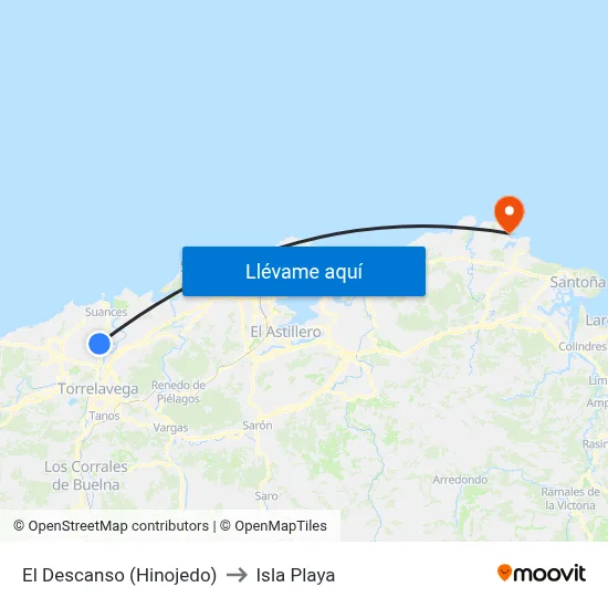 El Descanso (Hinojedo) to Isla Playa map