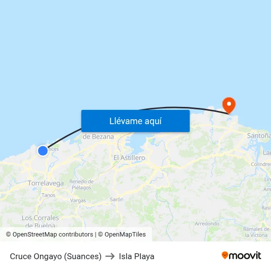 Cruce Ongayo (Suances) to Isla Playa map