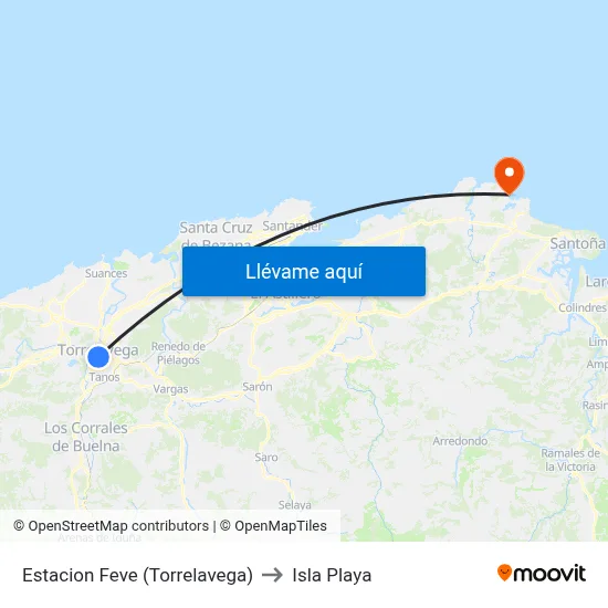 Estacion Feve (Torrelavega) to Isla Playa map