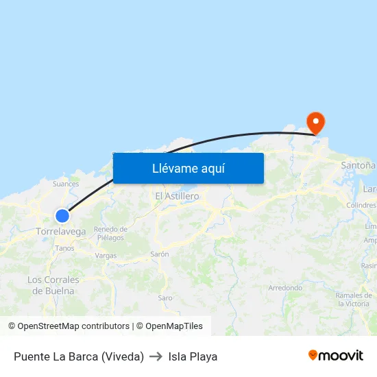 Puente La Barca (Viveda) to Isla Playa map