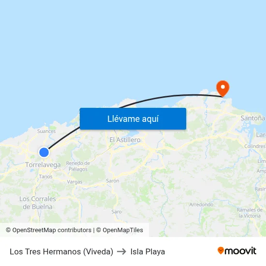 Los Tres Hermanos (Viveda) to Isla Playa map