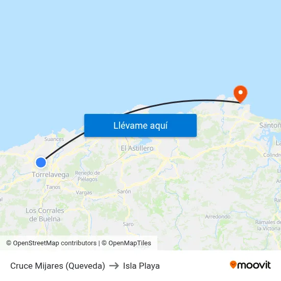 Cruce Mijares (Queveda) to Isla Playa map