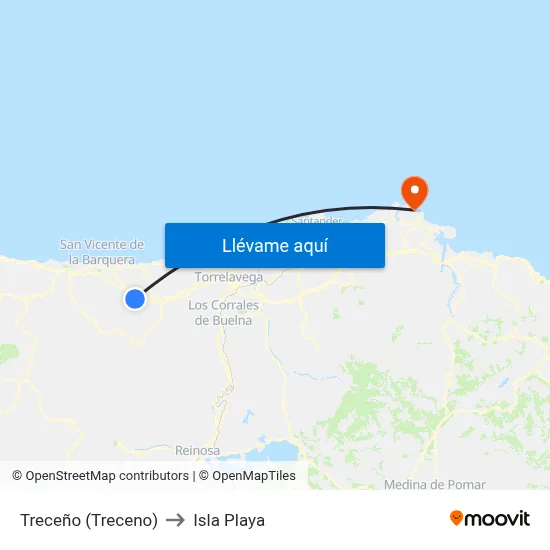Treceño (Treceno) to Isla Playa map