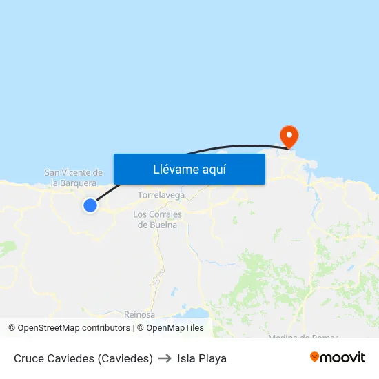 Cruce Caviedes (Caviedes) to Isla Playa map