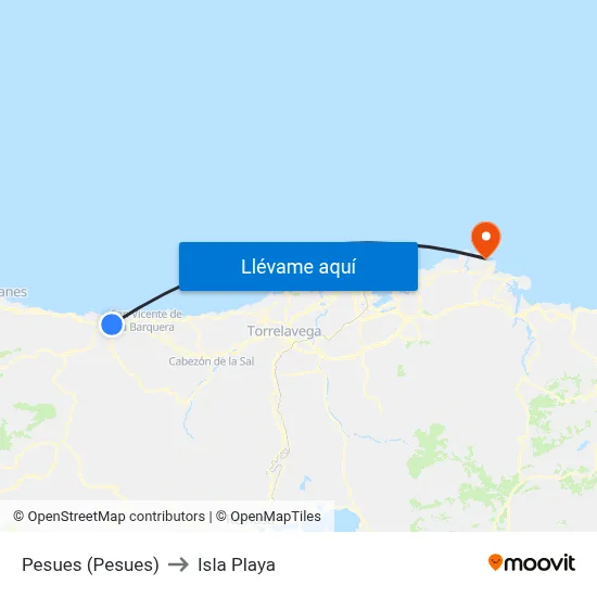 Pesues (Pesues) to Isla Playa map