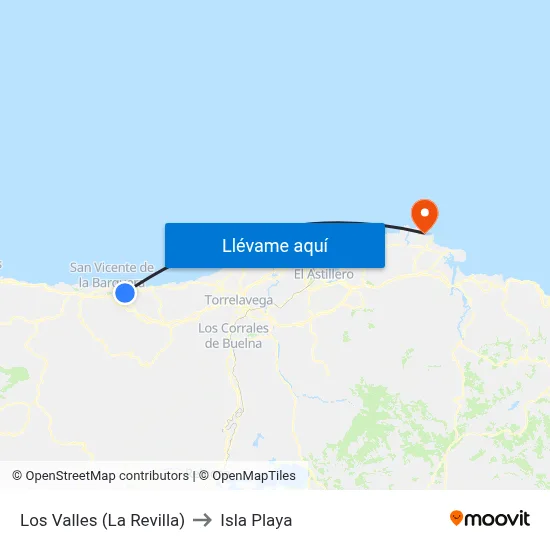 Los Valles (La Revilla) to Isla Playa map
