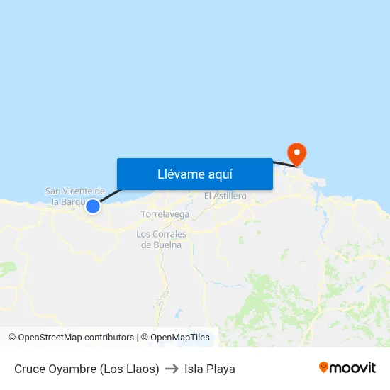 Cruce Oyambre (Los Llaos) to Isla Playa map