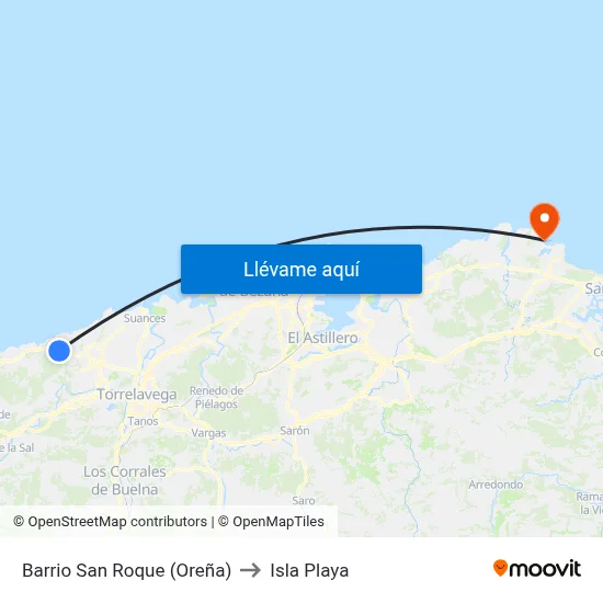 Barrio San Roque (Oreña) to Isla Playa map