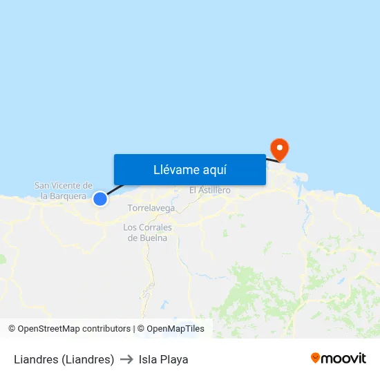 Liandres (Liandres) to Isla Playa map