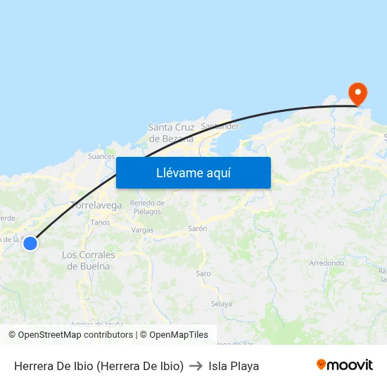 Herrera De Ibio (Herrera De Ibio) to Isla Playa map