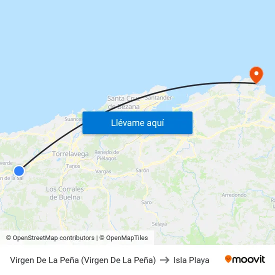 Virgen De La Peña (Virgen De  La Peña) to Isla Playa map